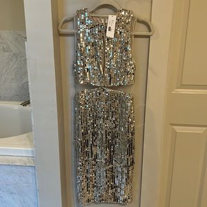 Silver/Nude Sequin Bodycon Dress